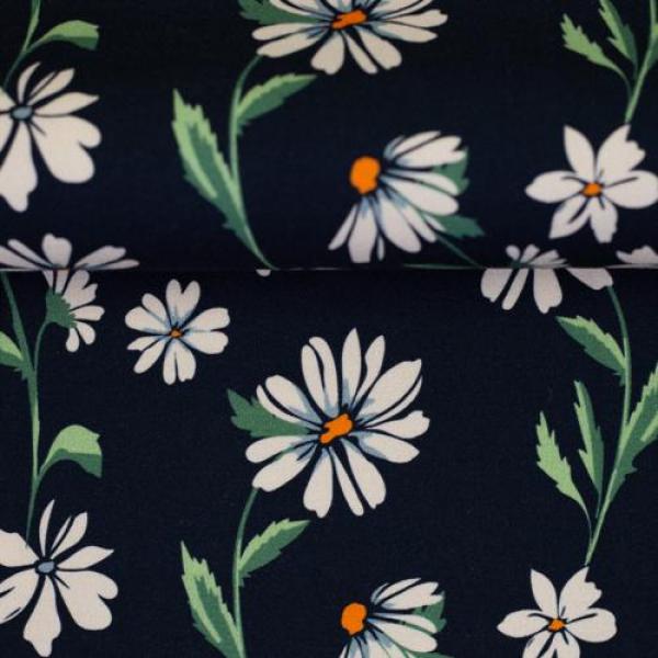 Viskosejersey Margeritenblüten